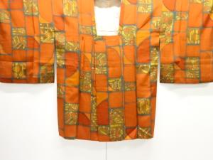 変わり格子に抽象草花模様道行コート